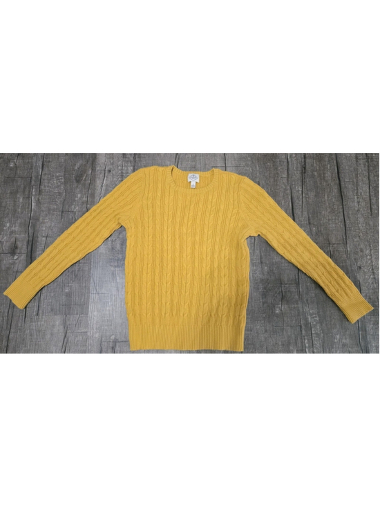 St. John's Bay Sweaters - St John's Bay Women's Large Cable Knit Sweater Mustard Yellow Crew Neck Cotton